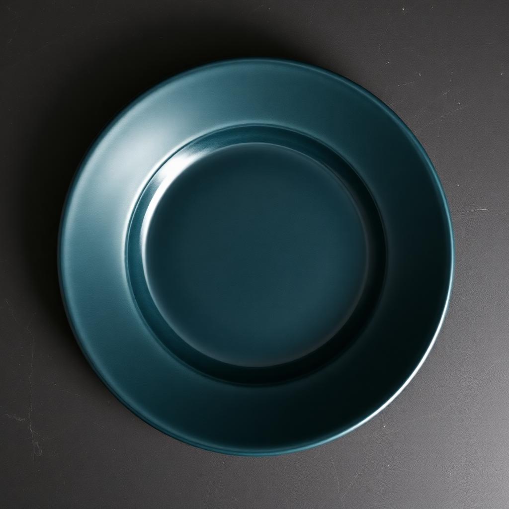 Assiette en céramique bleu pétrole, support de votre composition de pâtes